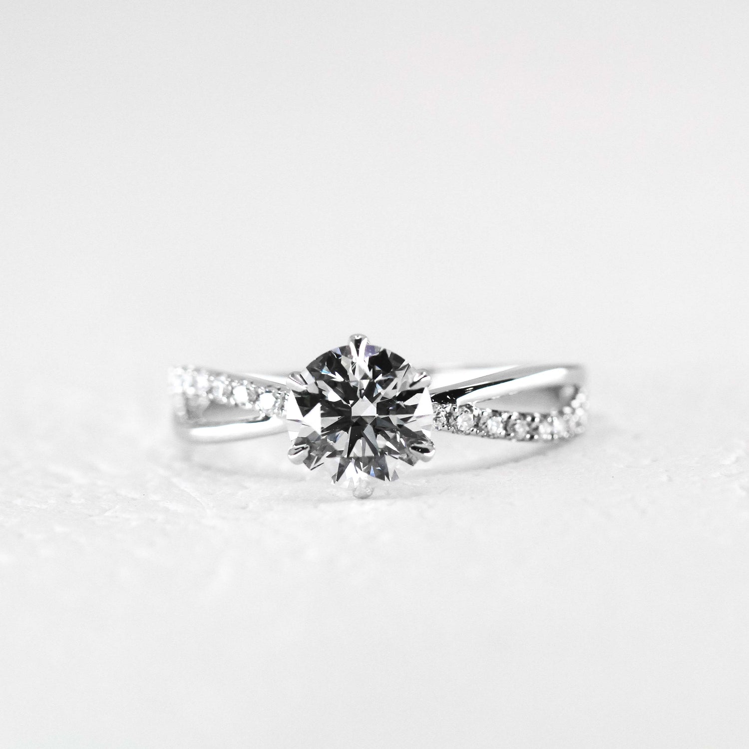 FELICITY - Lab-Grown Diamond / Gemstone Ring Setting | Crossover Pavé Band (18K Gold / Platinum) - TM0247S