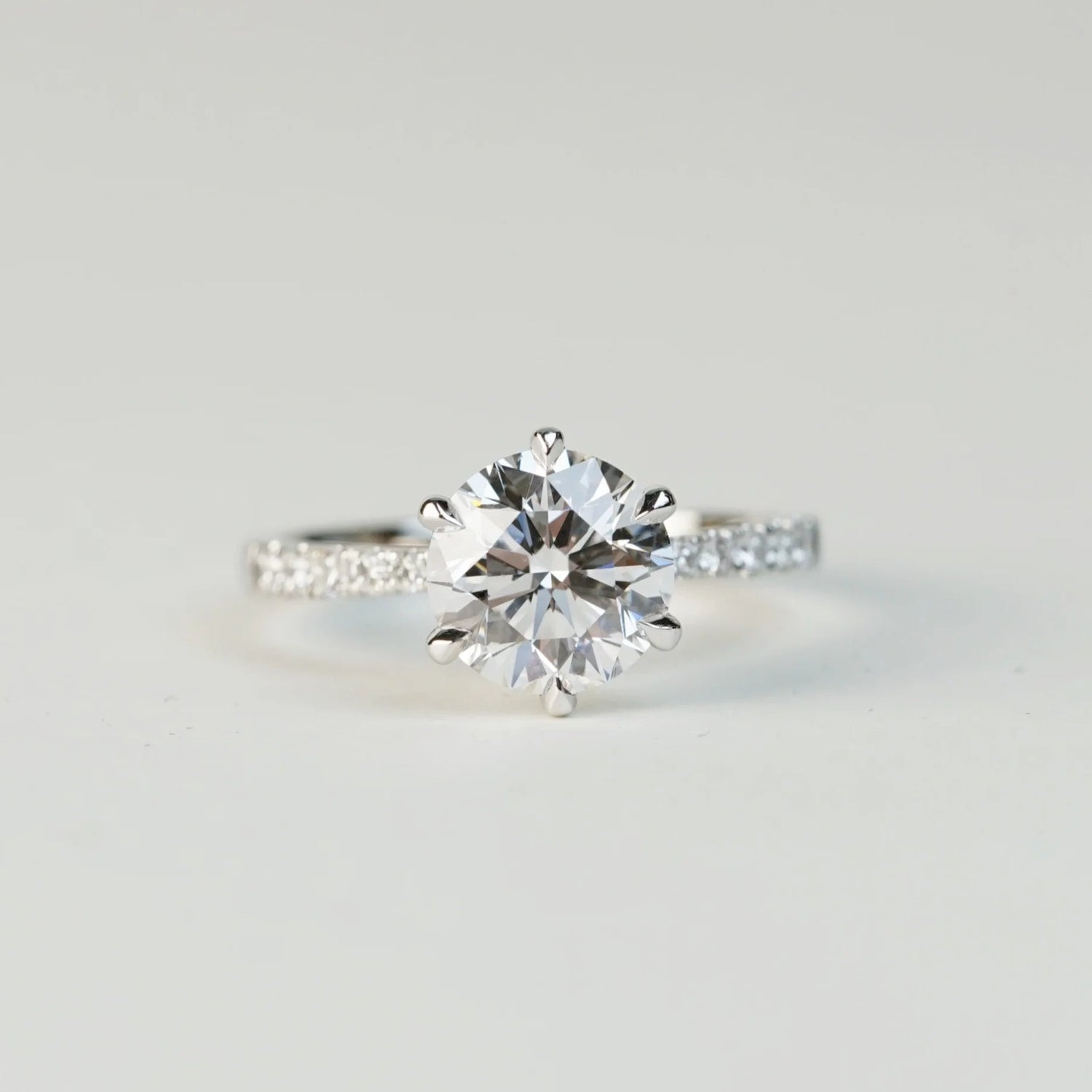 BASIA - Round Brilliant Lab-Grown Diamond/ Gemstone Pavé Ring Setting (18K Gold/ PT950) - TM0923