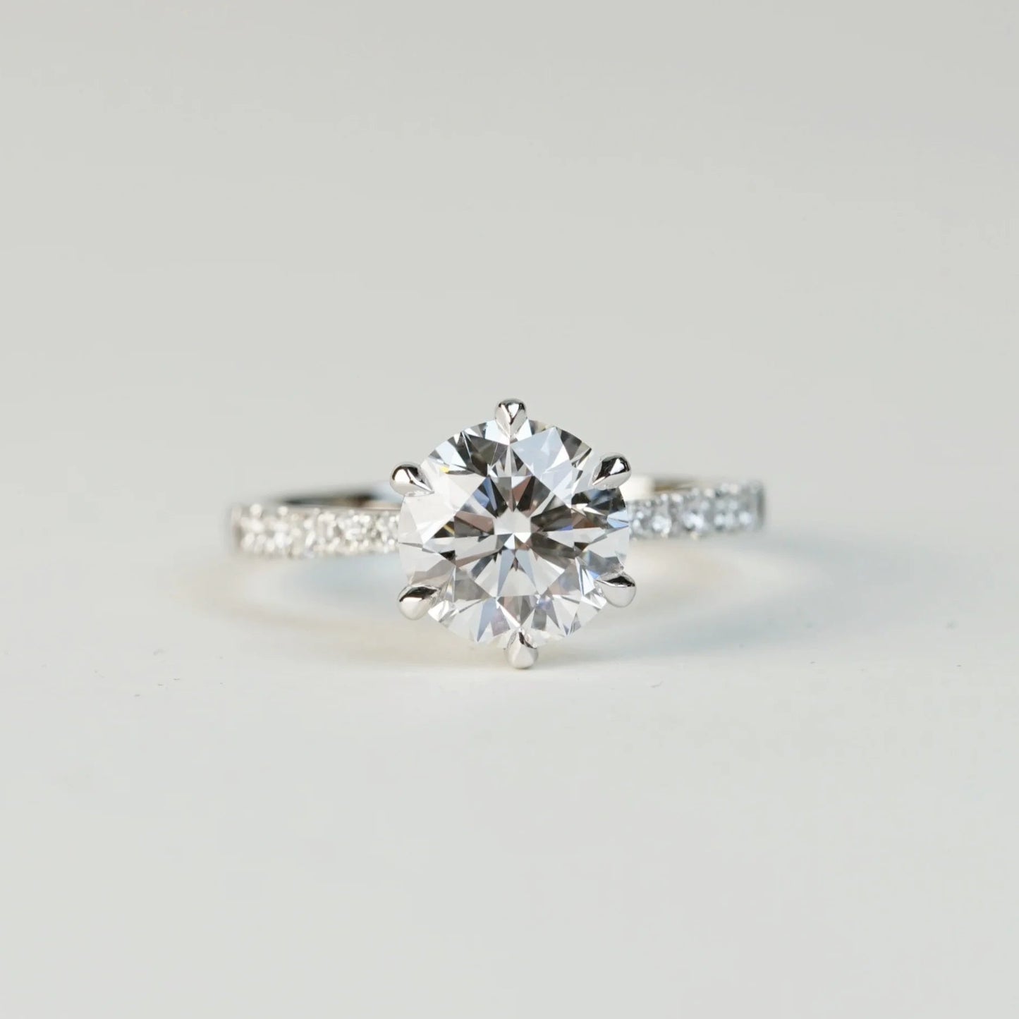 BASIA - Round Brilliant Lab-Grown Diamond/ Gemstone Pavé Ring Setting (18K Gold/ PT950) - TM0923