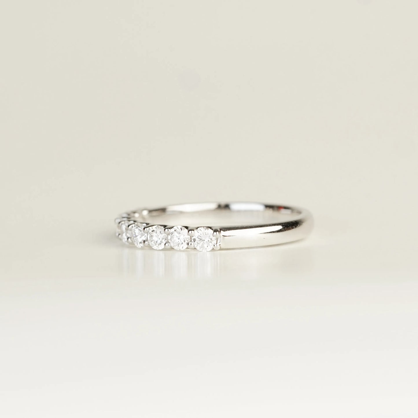In-Stock PT950 0.535ct (0.05ct each) Round Lab Grown Diamonds U-Prong Anniversary Ring