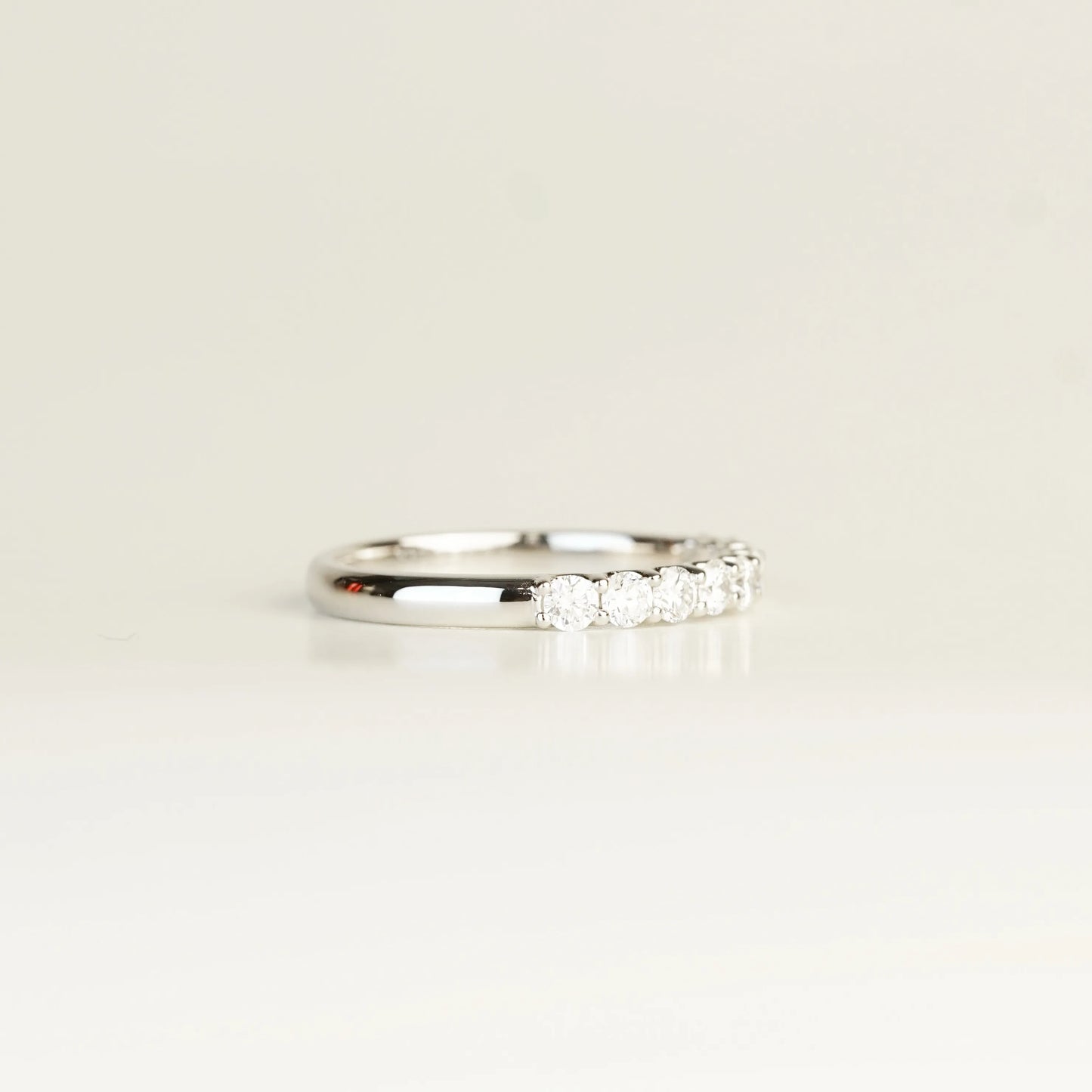 In-Stock PT950 0.535ct (0.05ct each) Round Lab Grown Diamonds U-Prong Anniversary Ring