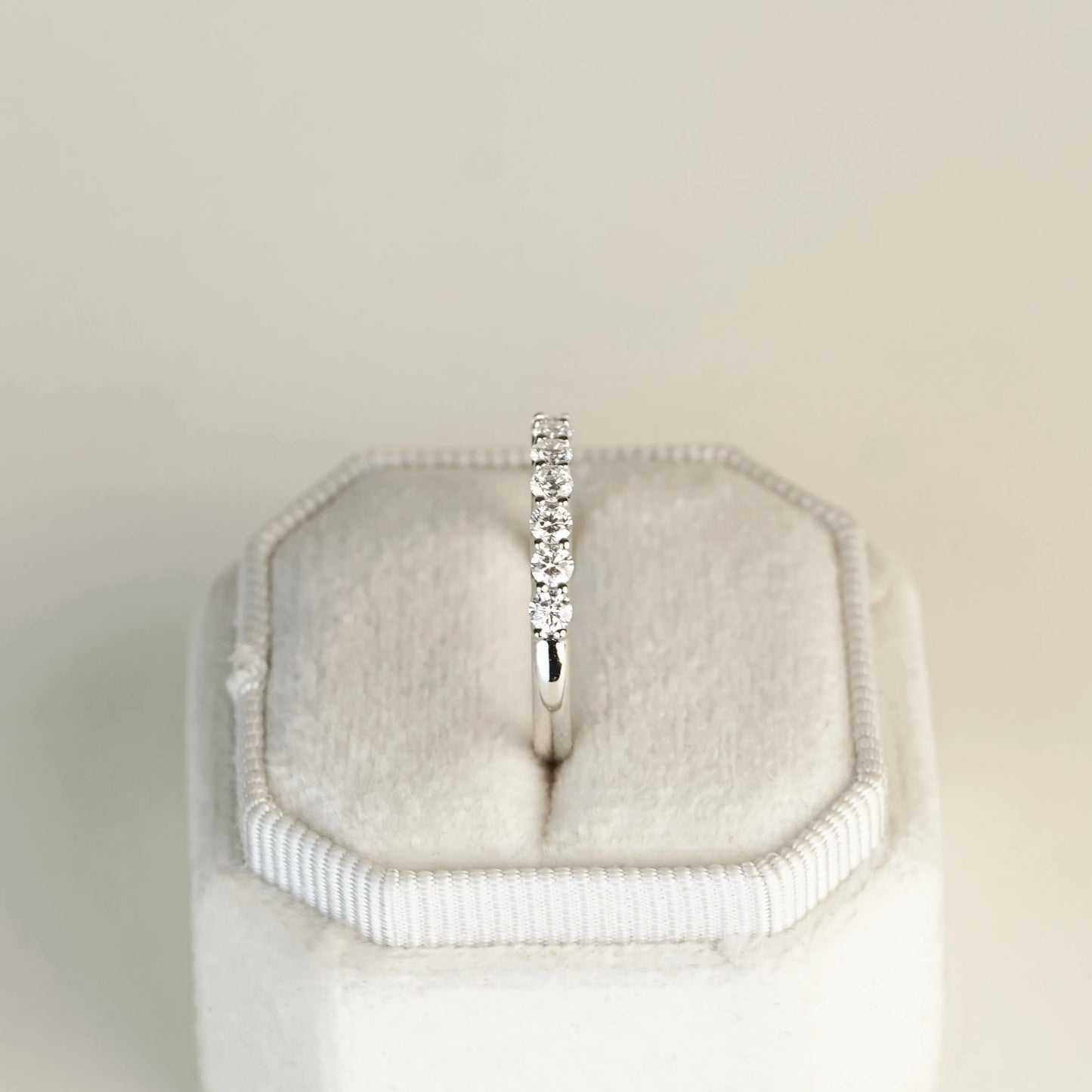 In-Stock PT950 0.535ct (0.05ct each) Round Lab Grown Diamonds U-Prong Anniversary Ring