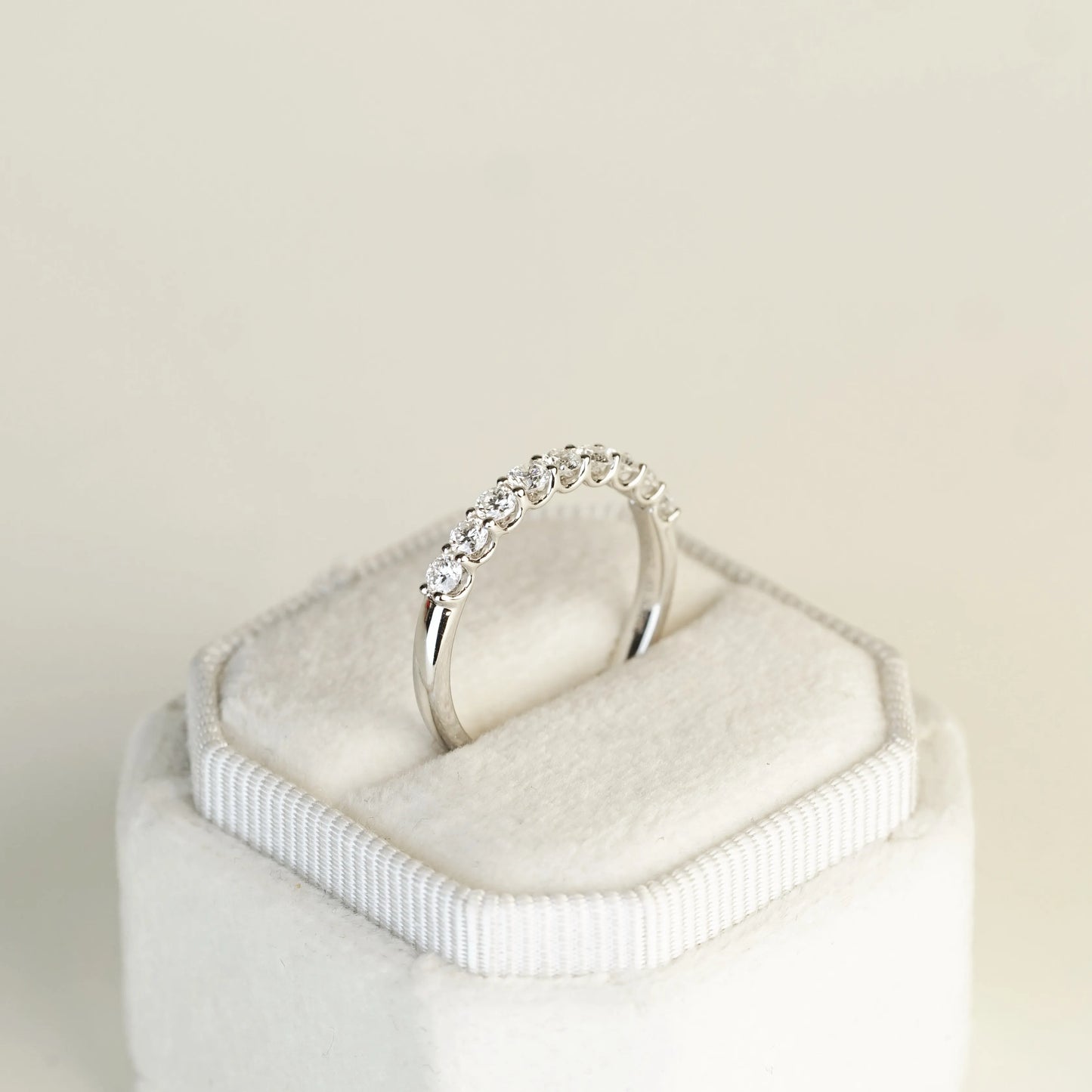 In-Stock PT950 0.535ct (0.05ct each) Round Lab Grown Diamonds U-Prong Anniversary Ring