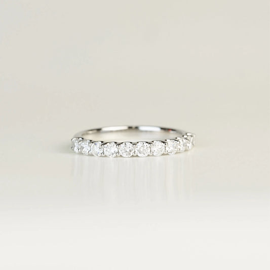 In-Stock PT950 0.63ct (0.05ct each) Round Lab Grown Diamonds U-Prong Anniversary Ring