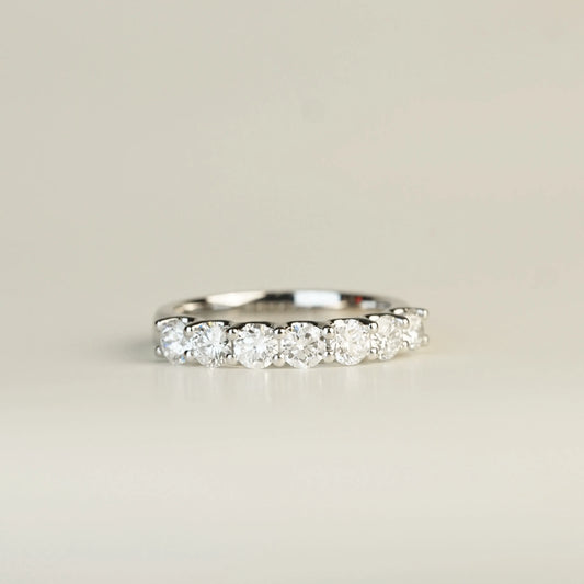 In-Stock PT950 1.205ct (0.17ct each) Round Lab Grown Diamonds U-Prong Anniversary Ring