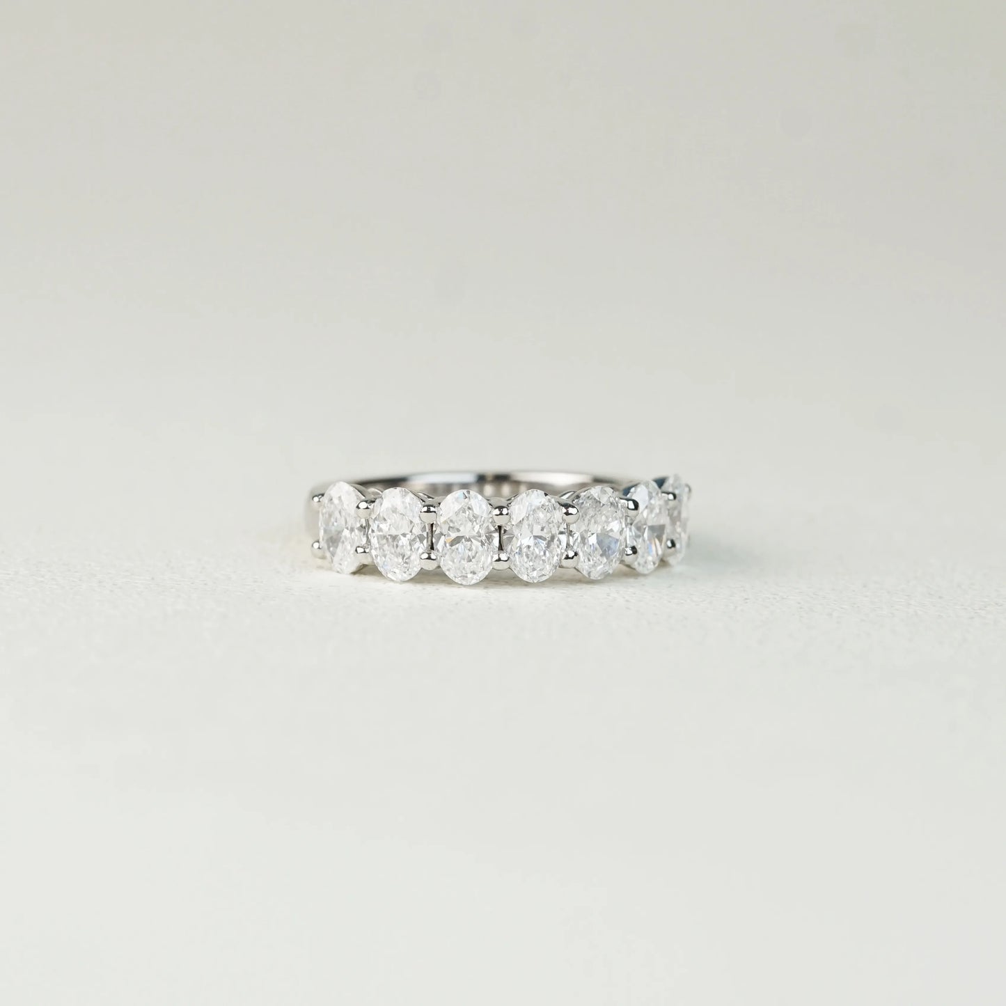 In-Stock PT950 1.974ct (0.28ct each) Oval Cut Lab Grown Diamonds Anniversary Ring