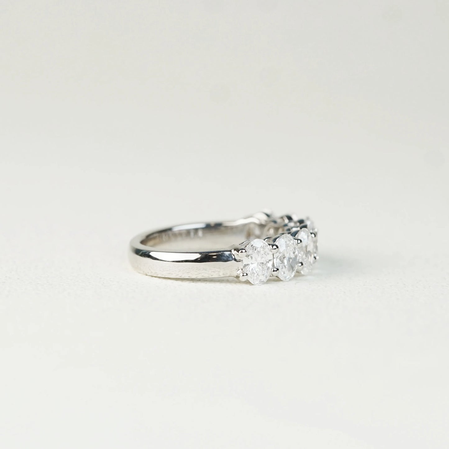 In-Stock PT950 1.974ct (0.28ct each) Oval Cut Lab Grown Diamonds Anniversary Ring