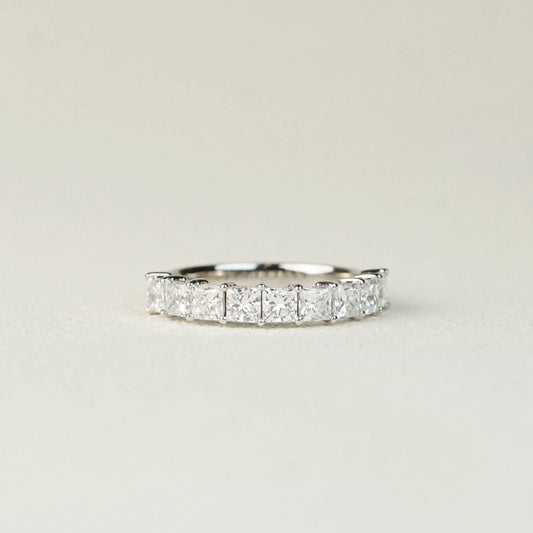 In-Stock PT950 1.603ct (0.17ct each) Princess Cut Lab Grown Diamonds Anniversary Ring