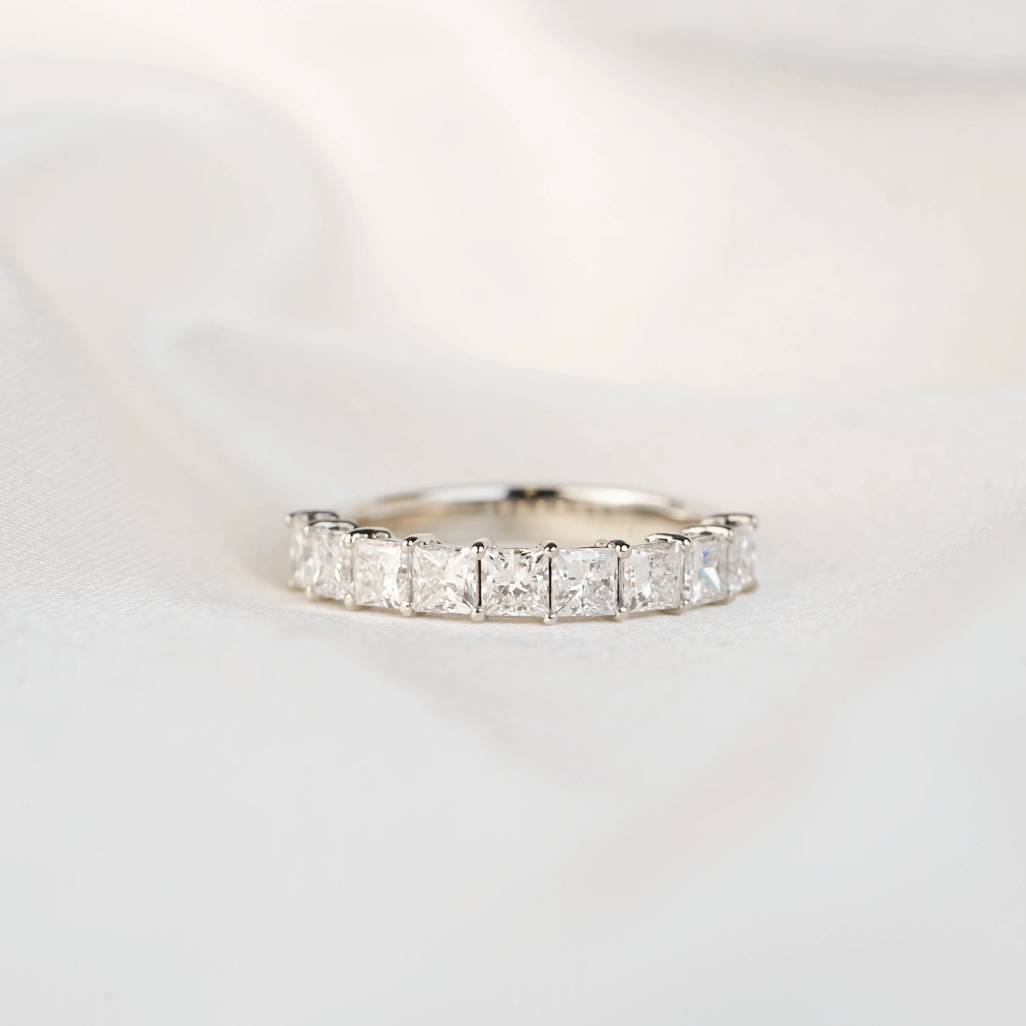 In-Stock PT950 1.603ct (0.17ct each) Princess Cut Lab Grown Diamonds Anniversary Ring