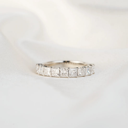In-Stock PT950 1.603ct (0.17ct each) Princess Cut Lab Grown Diamonds Anniversary Ring
