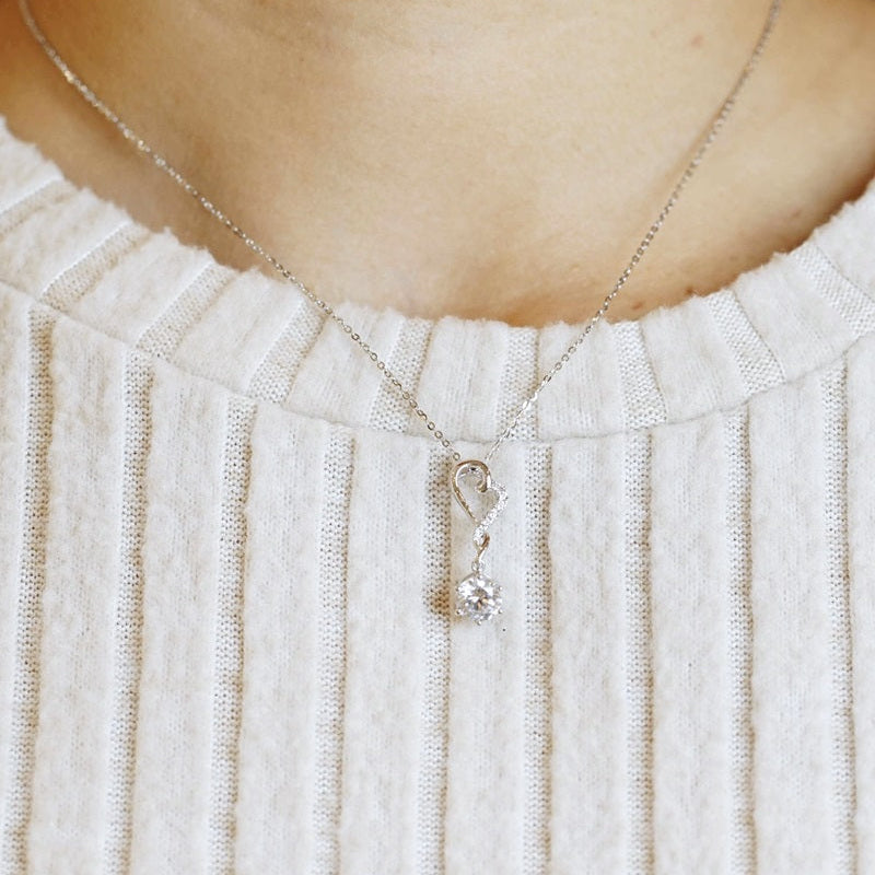 18K Gold Lab-Grown Diamond Pendant | Pavé Heart-Inspired Drop Design | TMP0809