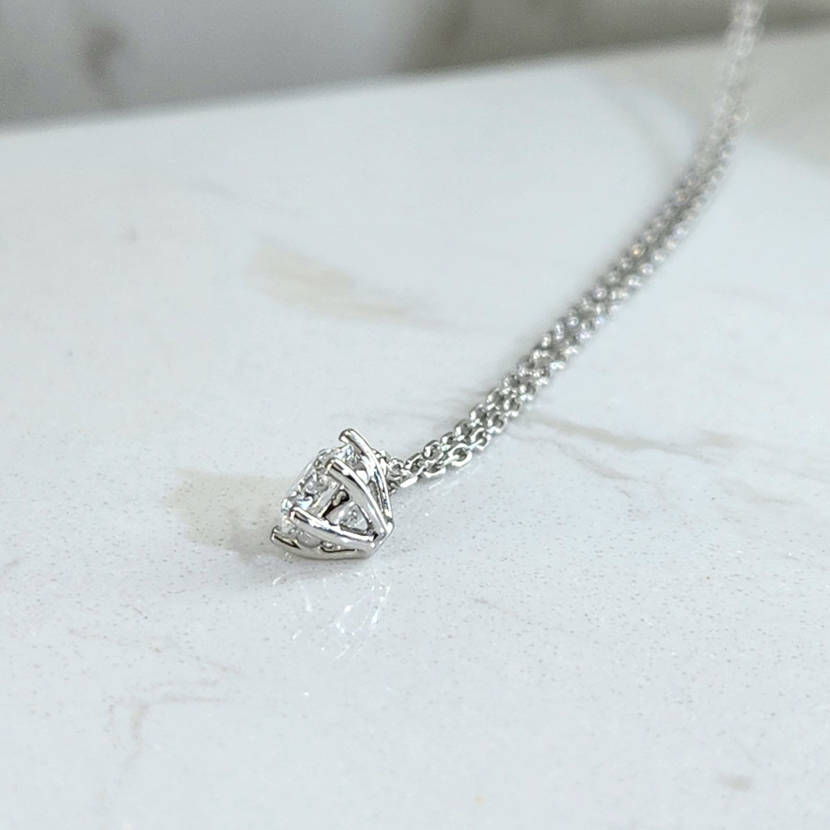 現貨 18K白金 0.3ct 單顆圓形培育鑽石頸鏈（附IGI證書）｜D VVS Ideal Ex Ex 頂級之選｜六爪鑲嵌｜TMPA11082