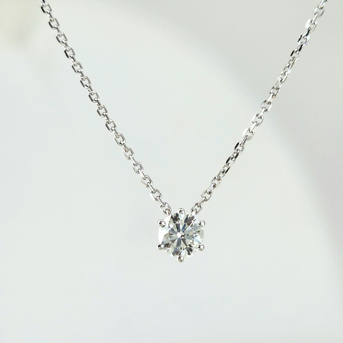 現貨 18K白金 0.3ct 單顆圓形培育鑽石頸鏈（附IGI證書）｜D VVS Ideal Ex Ex 頂級之選｜六爪鑲嵌｜TMPA11083
