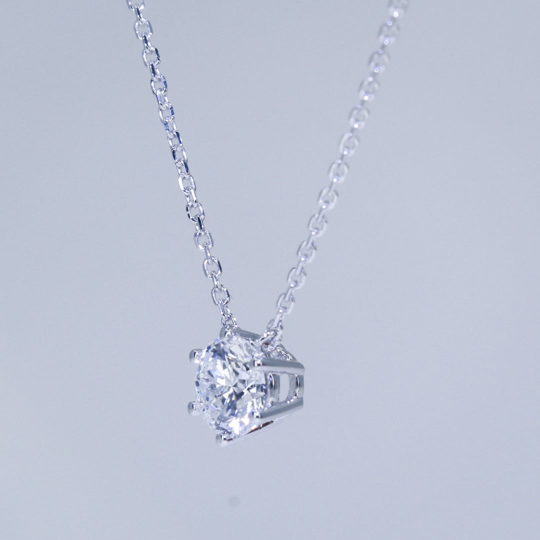 現貨 18K白金 0.5ct 單顆圓形培育鑽石頸鏈（附IGI證書）｜D VVS Ideal Ex Ex 頂級之選｜六爪鑲嵌｜TMPA11083