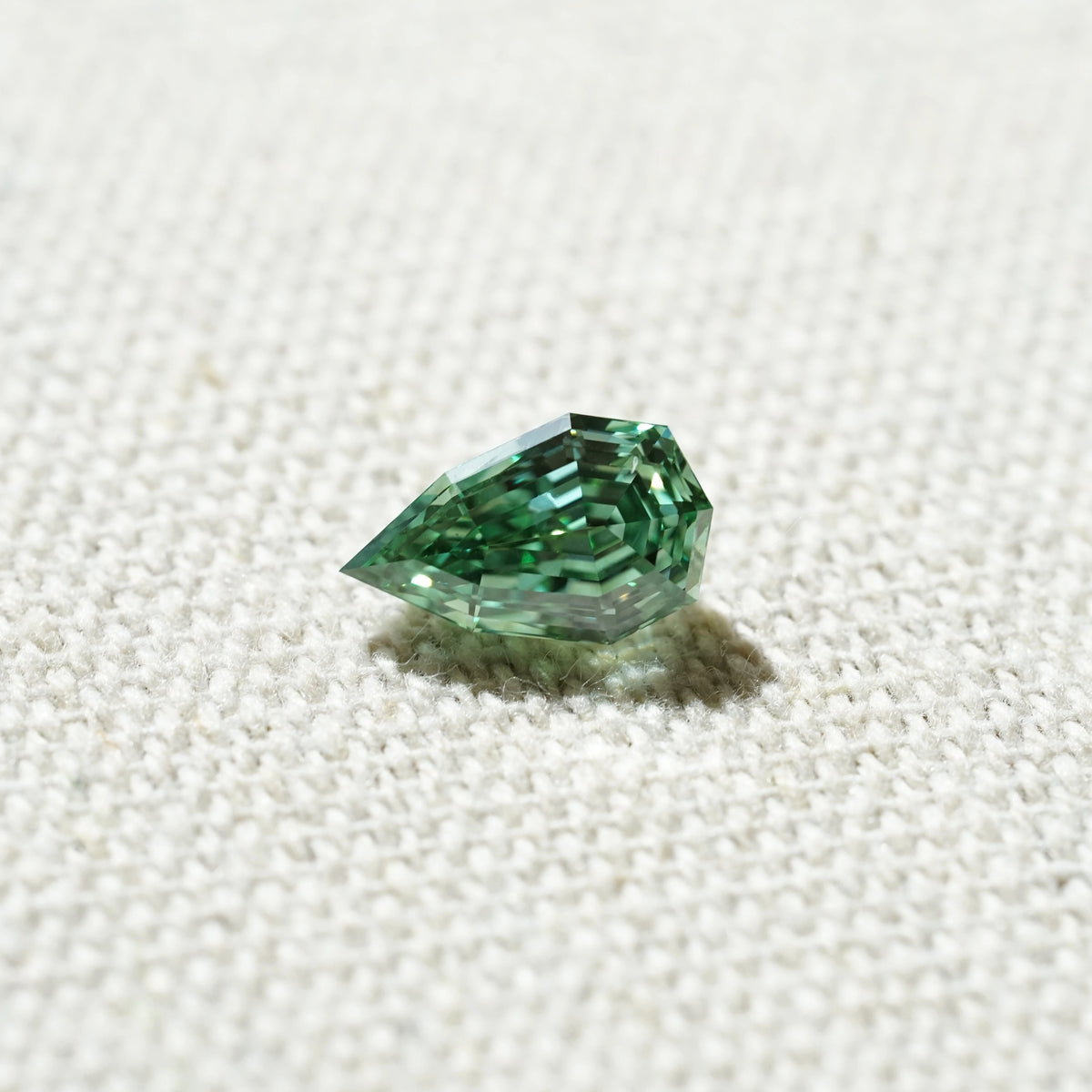 2.04ct In-Stock Step-Cut Pear Absinthe Green Lab-Grown Diamond (with IGI Report)