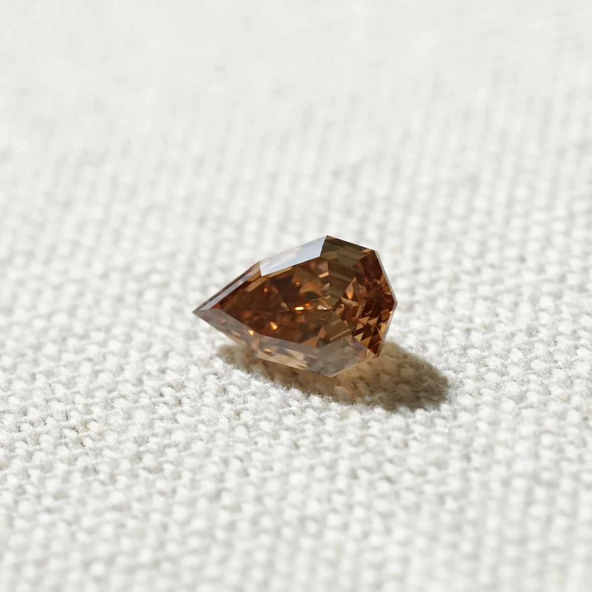 2.25ct In-Stock Step-Cut Pear Cognac Brown Lab-Grown Diamond (with IGI Report)