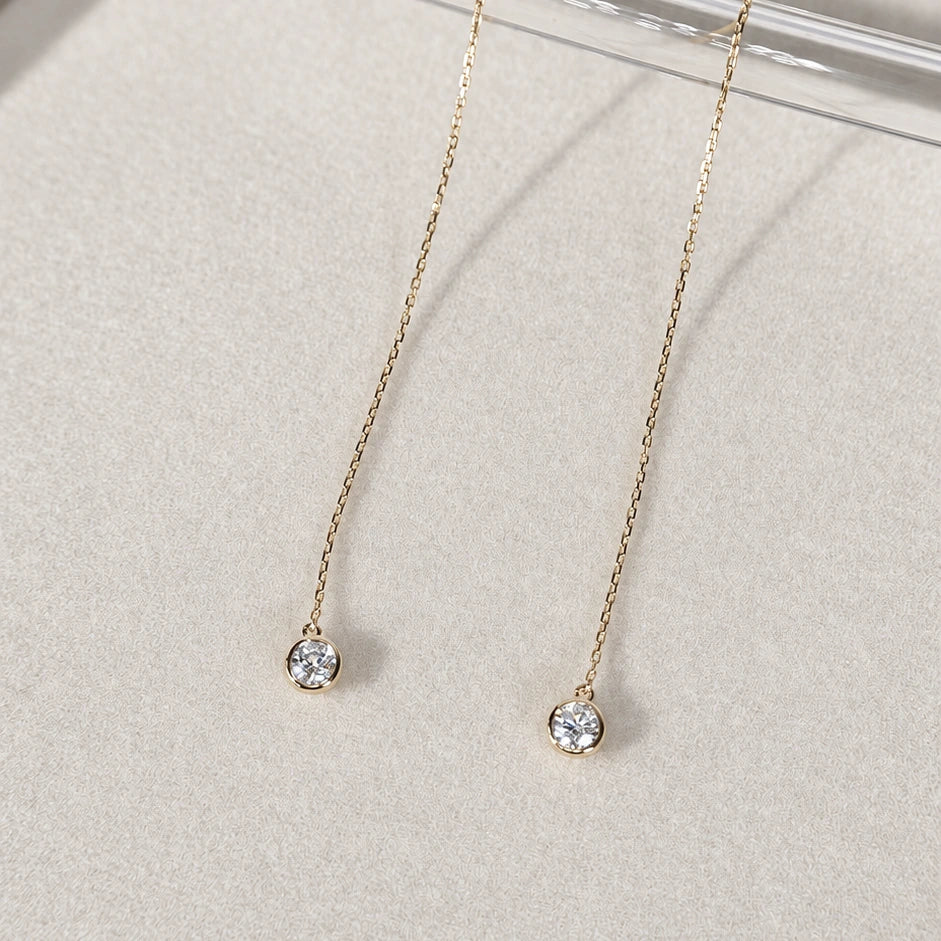 [In Stock] 14K Yellow Gold Bubble Solitaire Drop Lab‑Grown Diamond Earrings | D‑F VVS‑VS | PAE0998