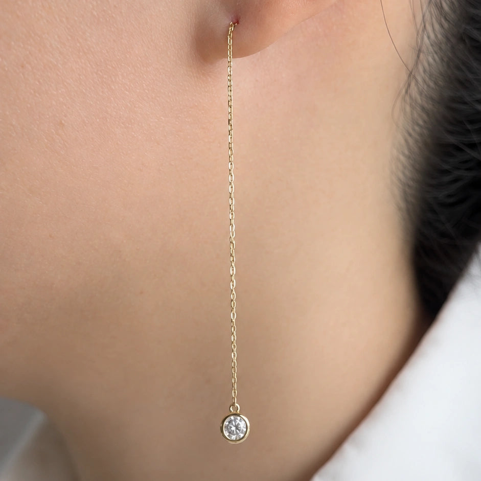 [In Stock] 14K Yellow Gold Bubble Solitaire Drop Lab‑Grown Diamond Earrings | D‑F VVS‑VS | PAE0998