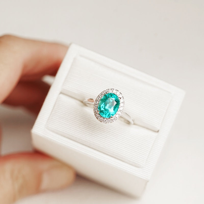 3.10cts橢圓形培育帕拉伊巴石榴石戒指(鉑金PT950) 現貨