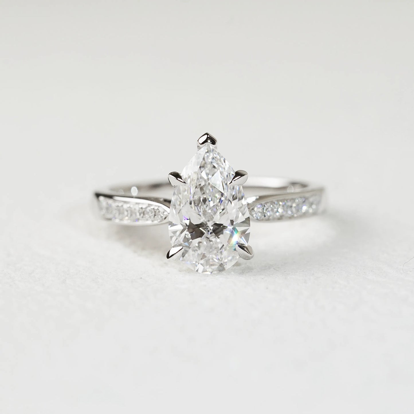 JUDITH - Pear-Cut Lab-Grown Diamond / Gemstone Pavé Ring Setting (18K Gold / Platinum) - TM3881SPE
