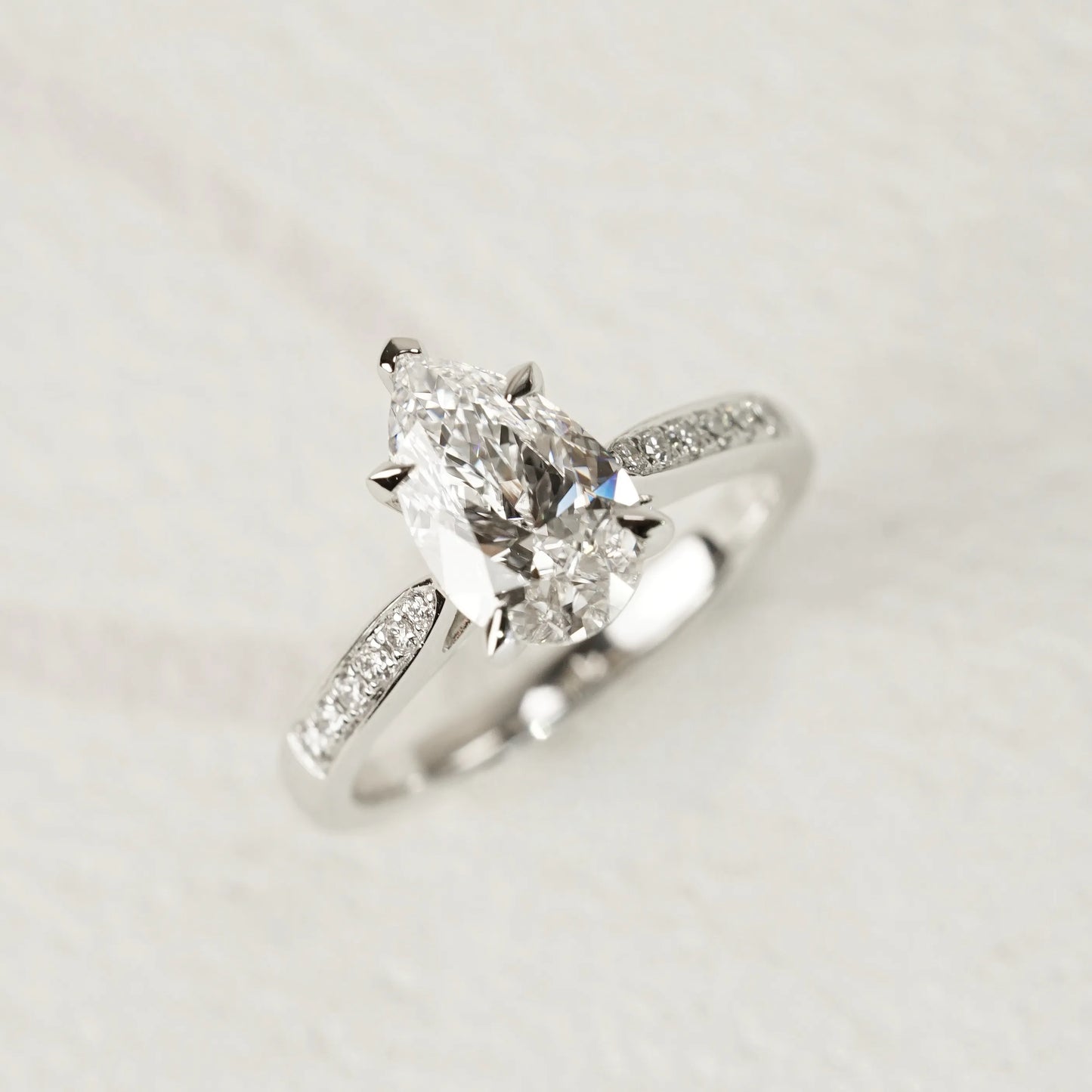JUDITH - Pear-Cut Lab-Grown Diamond / Gemstone Pavé Ring Setting (18K Gold / Platinum) - TM3881SPE
