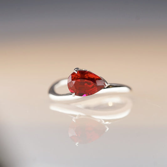 2.00ct梨形培育紅寶石戒指(鉑金PT950) 現貨