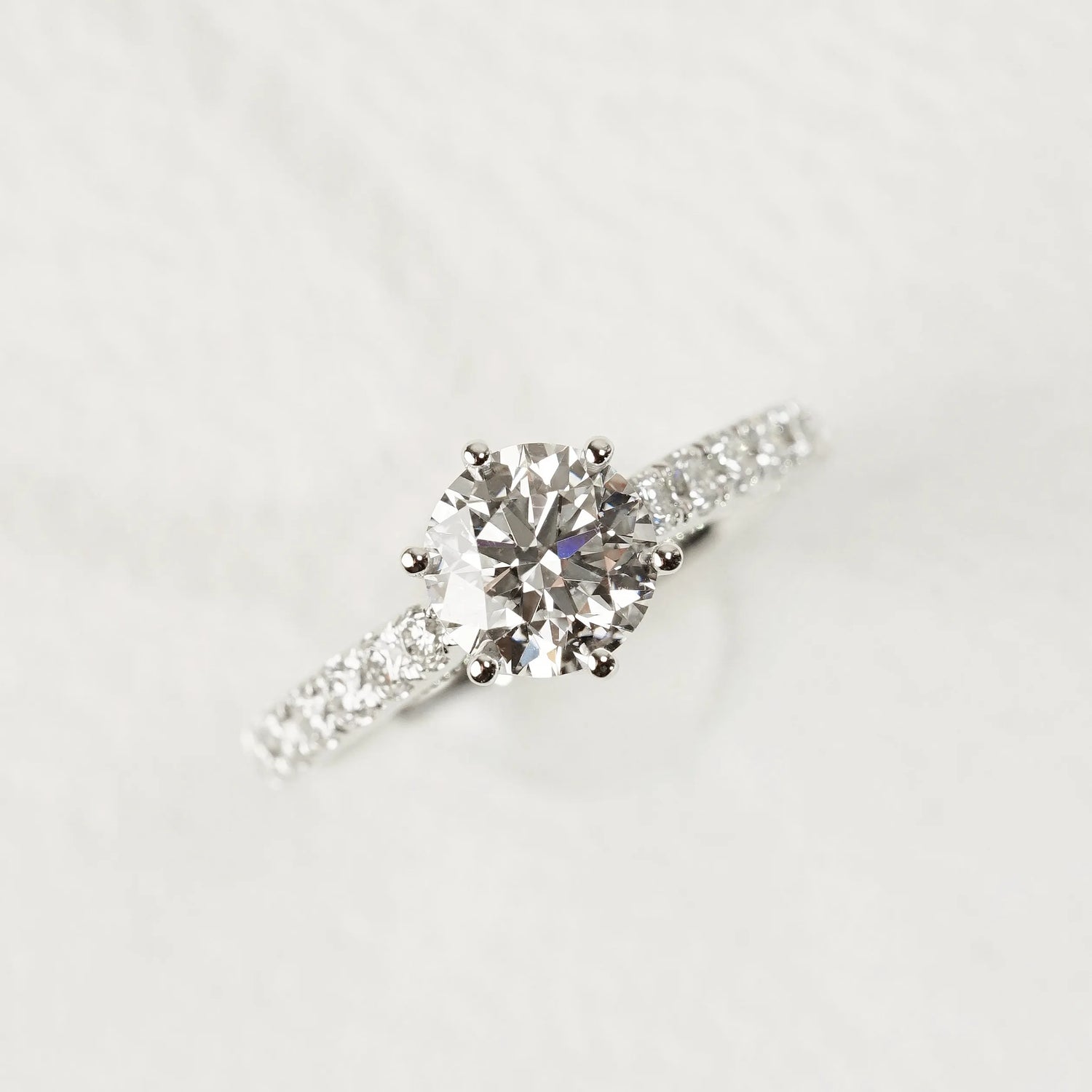 EUNICE - Lab-Grown Diamond / Gemstone Milgrain Pavé Ring Setting | with Hidden Sapphire/Lab-Grown White Diamond (18K Gold / Platinum) - TMRR0238I