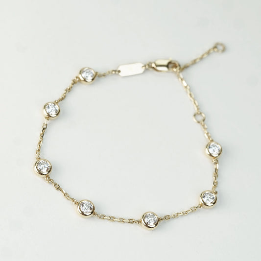 現貨 18K黃金 1.108ct 培育鑽石泡泡手鏈｜D-F VVS-VS