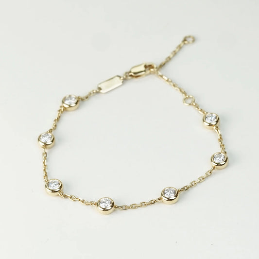 18K金圓形培育鑽石泡泡手鏈 | D-F / VVS-VS