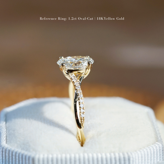 PHAEDRA 橢圓形培育鑽石戒指托｜交錯鋪鑽戒圈（18K 金／鉑金）– TM0033OV