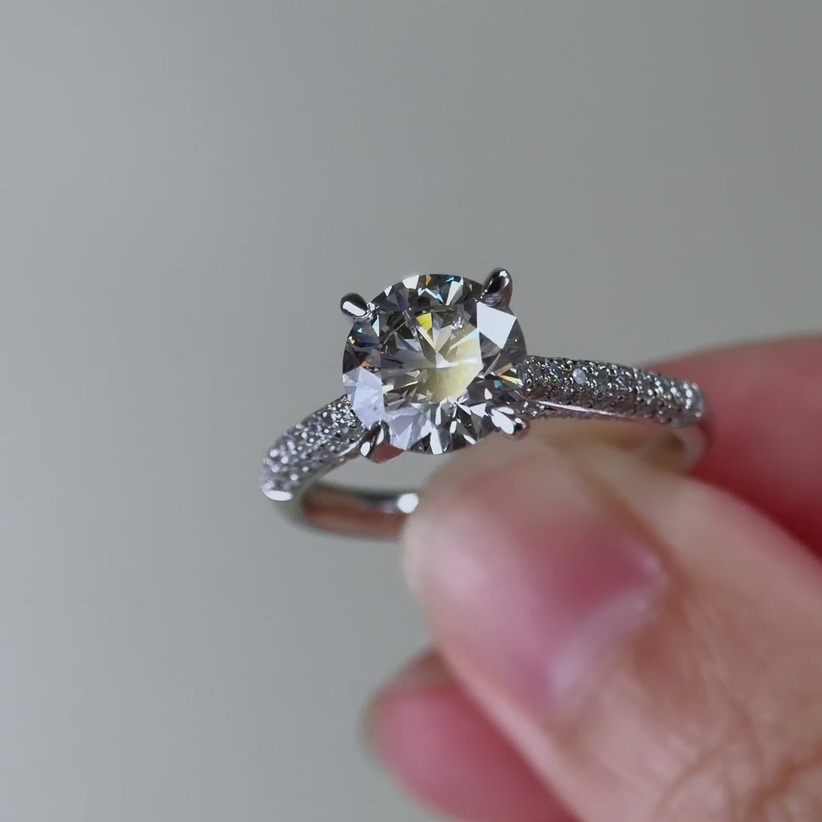 CORAL 培育鑽石戒指托｜漸幼密釘鑲鑽戒圈（18K 金／鉑金）– TMRB0813