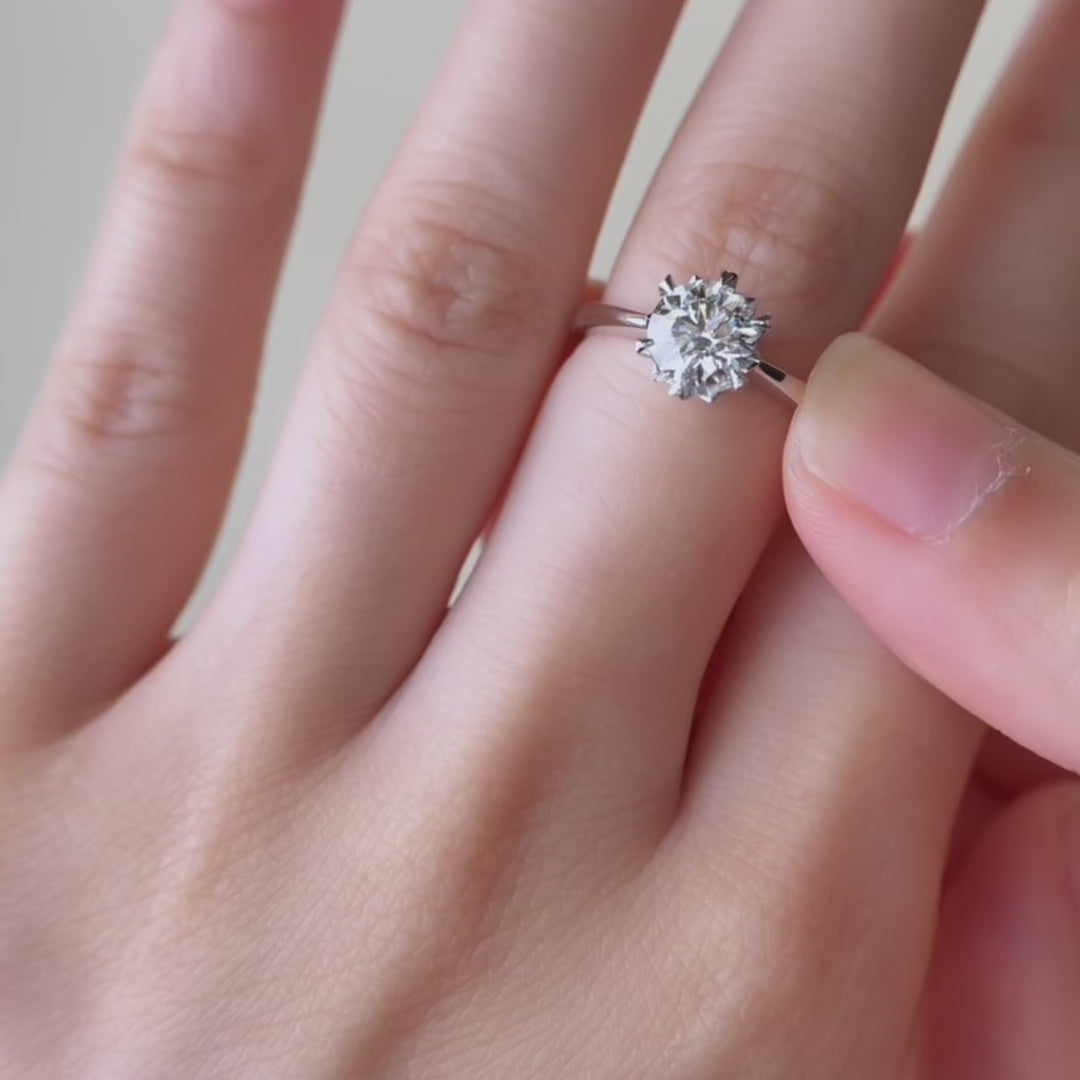 CERELIA - Lab-Grown Diamond / Gemstone Ring Setting | Snowflake Undergallery with Tapered Band Solitaire (18K Gold / Platinum) - SJ237