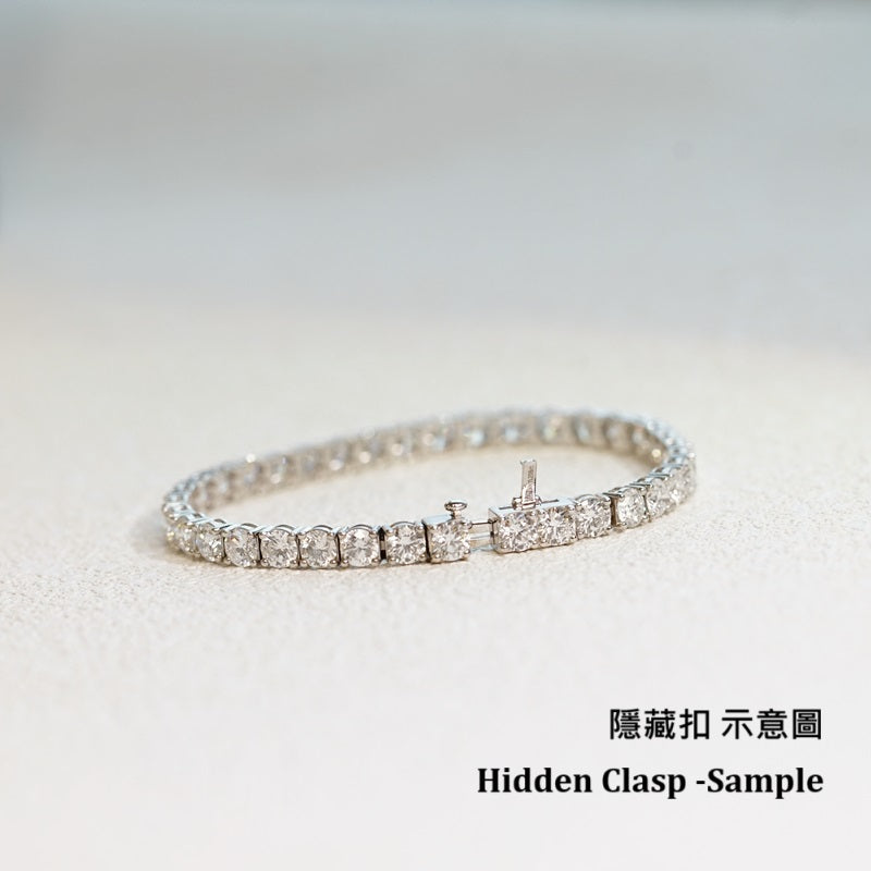 現貨 18K白金 9.280ct 培育鑽石網球手鏈｜D-F VVS-VS｜四爪鑲嵌｜~16.5cm