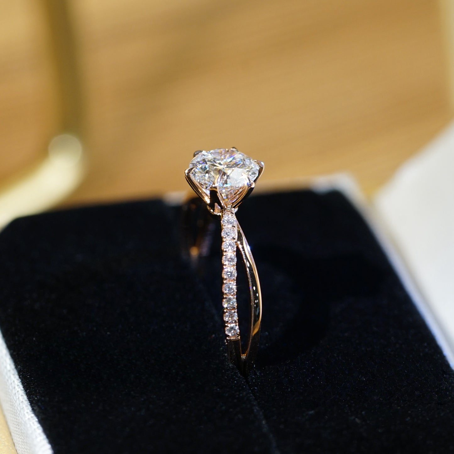 FELICITY - Lab-Grown Diamond / Gemstone Ring Setting | Crossover Pavé Band (18K Gold / Platinum) - TM0247S