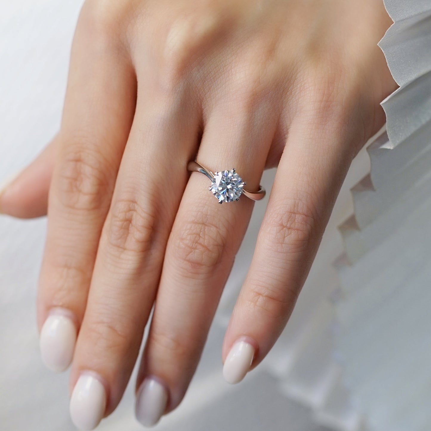 SERENE 培育鑽石單鑽戒指托｜輕柔扭臂戒圈（18K 金／鉑金）– SGJ0698