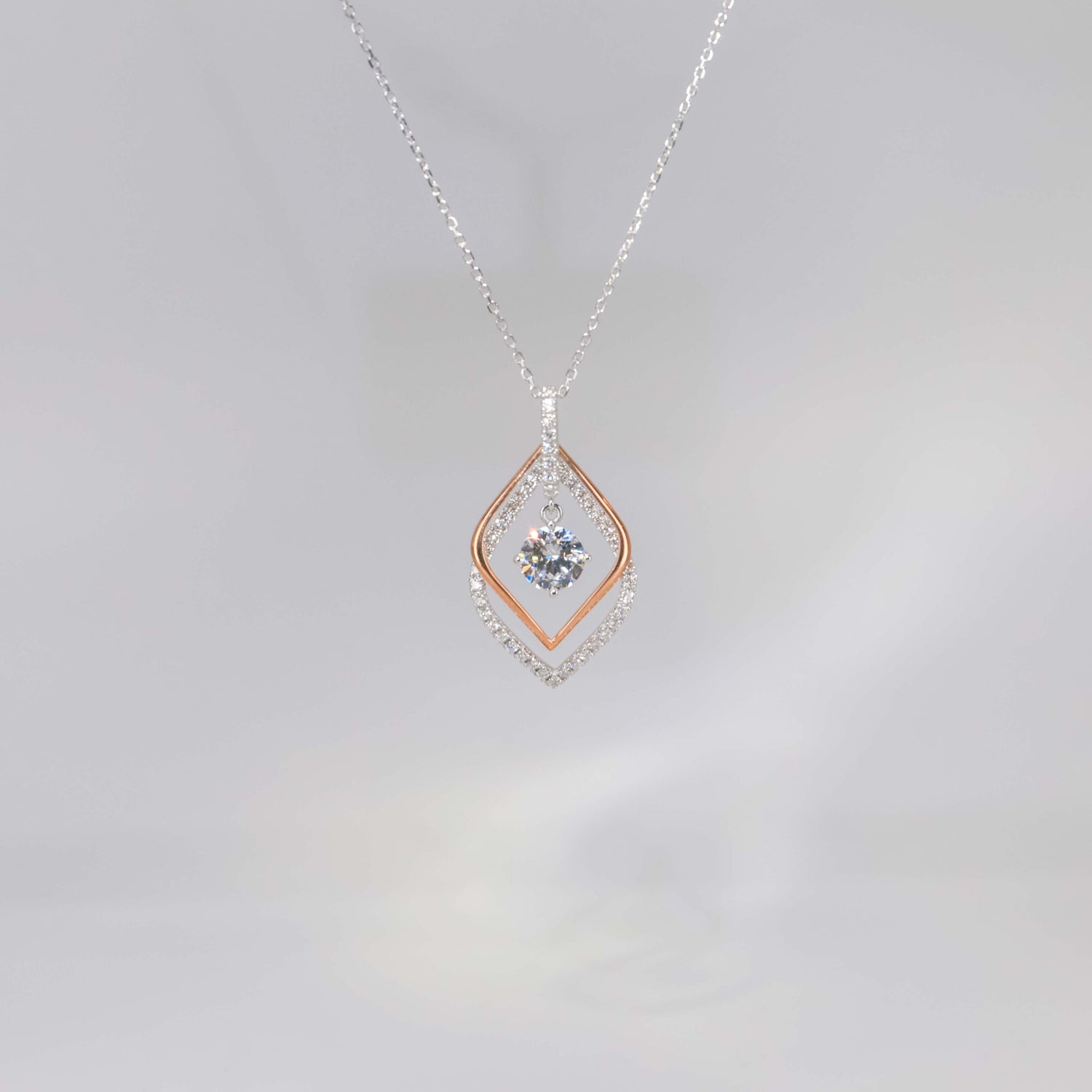 18K Gold Lab-Grown Diamond Pendant | Dual-Frame Pavé Drop Design | TMP0804