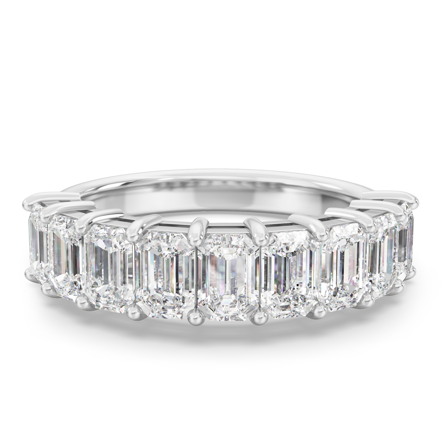 18K金祖母綠形培育鑽石半圈線戒 | D-F / VVS-VS | <0.7ct - 5.5ct+>