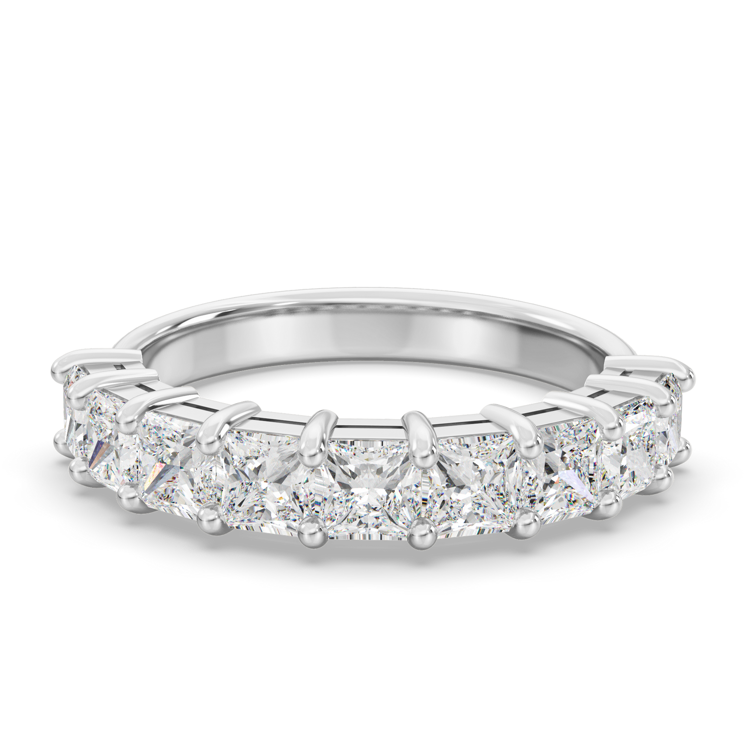 18K金公主方形培育鑽石半圈線戒 | D-F / VVS-VS | <0.7ct - 5.5ct+>
