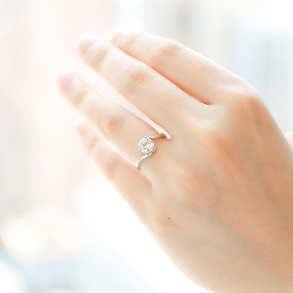 HANNAH - Lab-Grown Diamond / Gemstone Ring Setting | Twisted Band Solitaire (18K Gold / Platinum) - TM0803