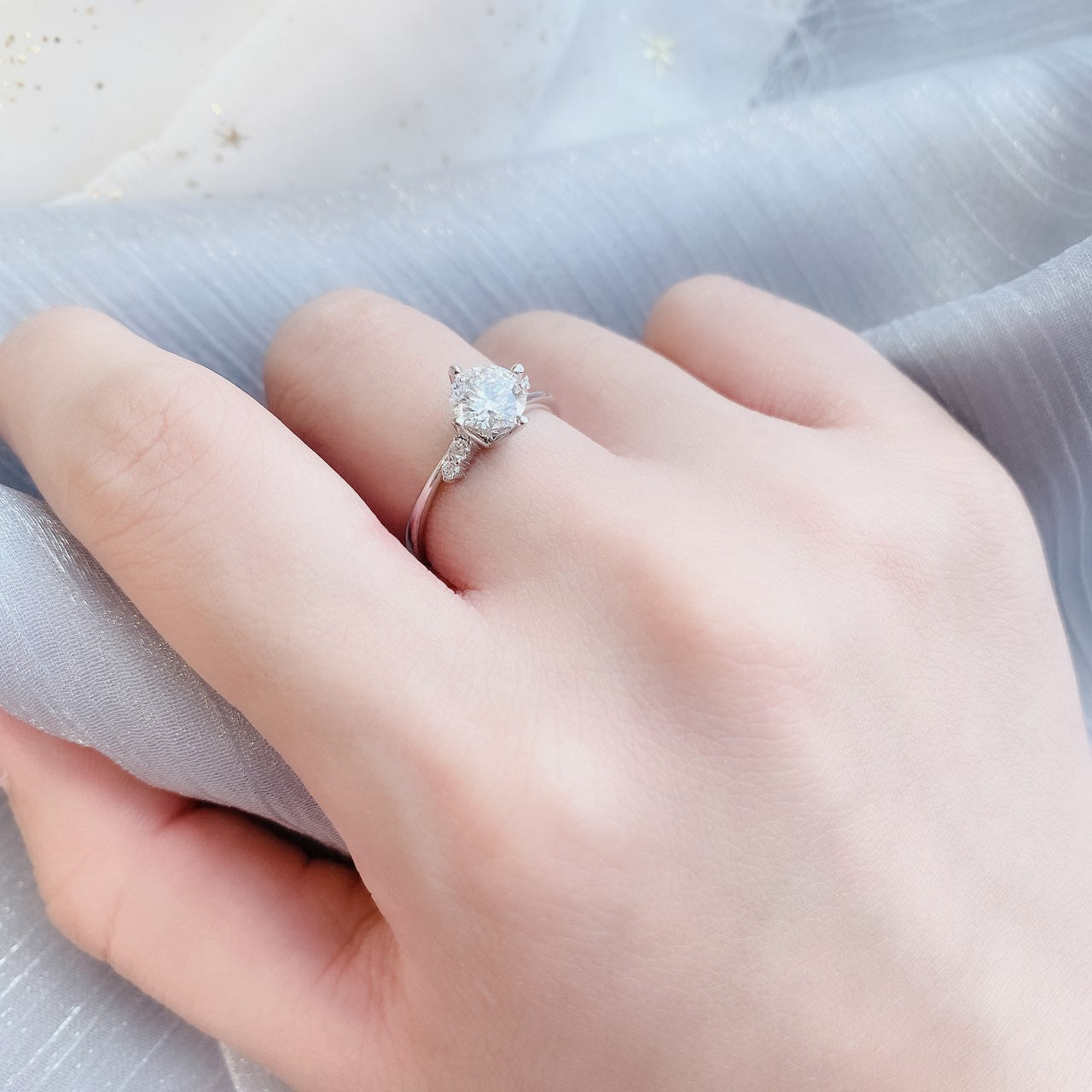有碎鑽, 直線, 香港 品牌結婚對戒 VERONICA – TM0932