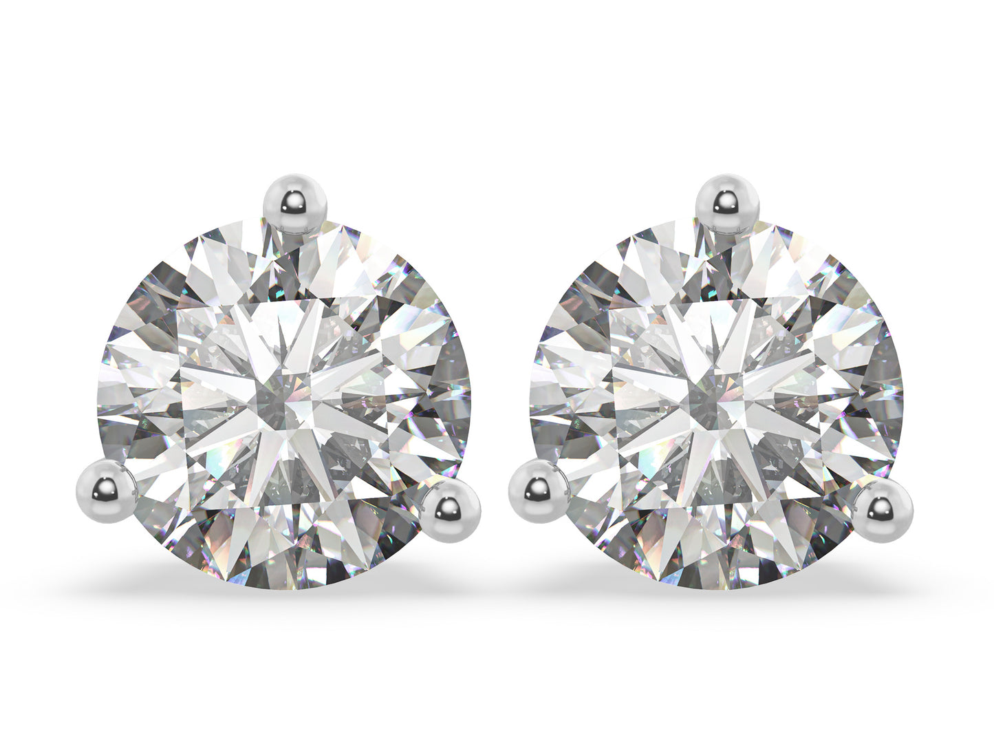 2.00cts 3-Prong Lab Grown Diamond Stud Earrings <Premium Grade>