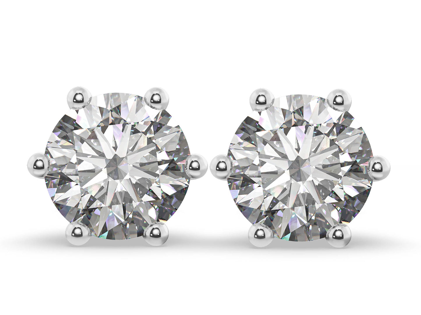 2.00cts 6-Prong Lab Grown Diamond Stud Earrings <Premium Grade>